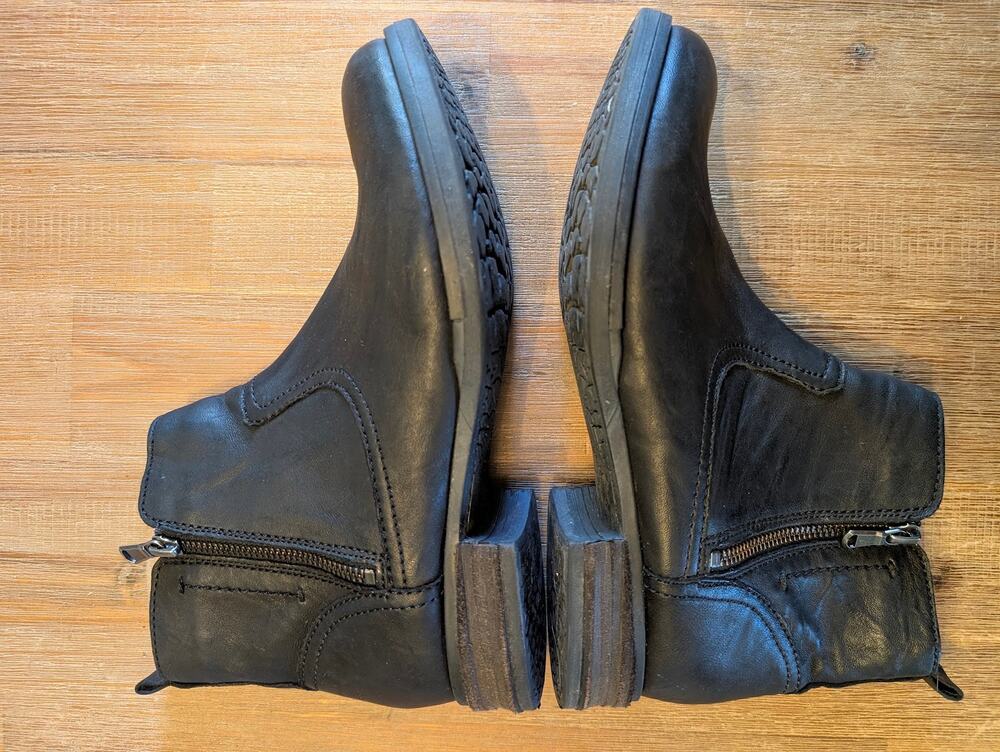 Josef Seibel "Naly 24" Black Leather Warm Lined Double Zip Ankle Boots | Size 40